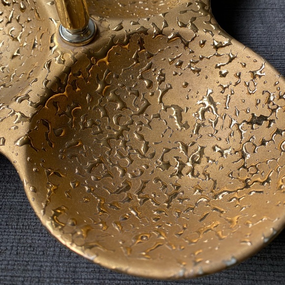 Vtg USA Hand Decorated 22K Weeping Gold 9” Trio Divided Candy Relish Tidbit Dish - Picture 3 of 7